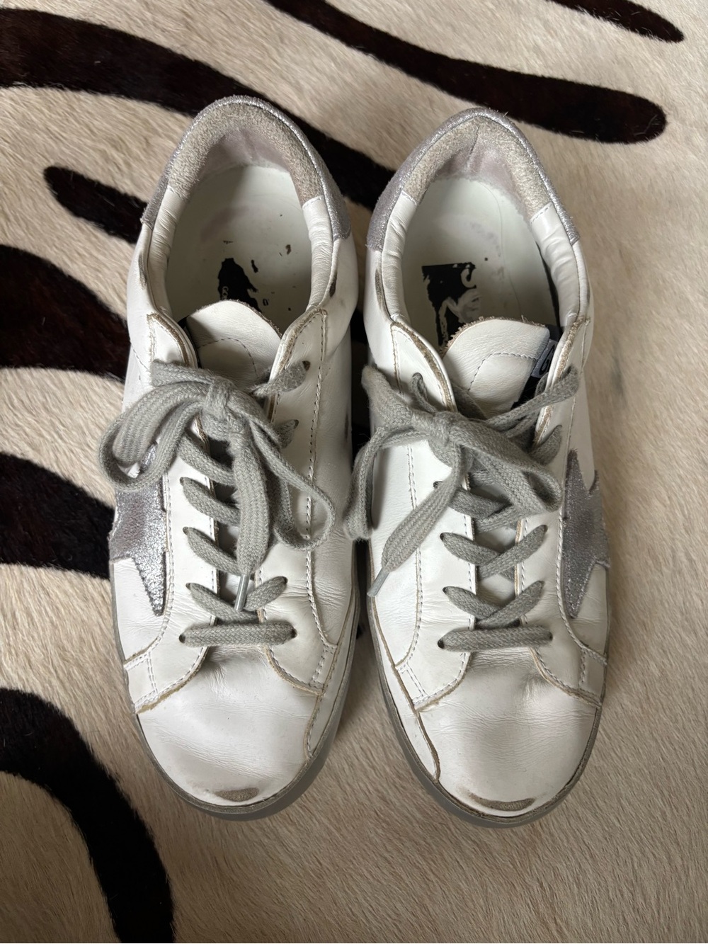 Golden Goose White Sneakers with Silver Star